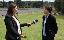 Catherine with reporter cropped